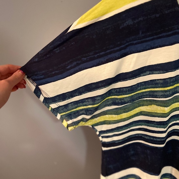 Pure Striped Navy and Green Women's Top XL - Picture 3 of 6